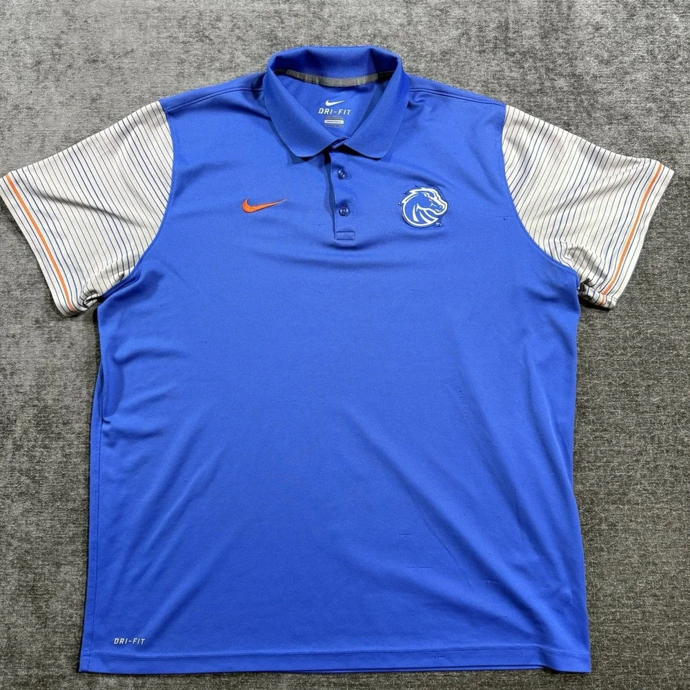 Nike Dri-Fit Men's‎ Size XXL Boise State Broncos Striped Short Sleeve Polo Shirt